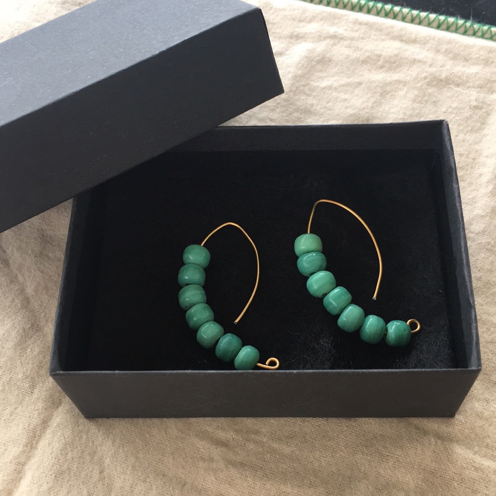 Green bead earrings